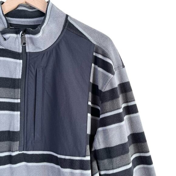 Duluth Trading Co Striped 1/4 Zip Fleece Pullover Sweater Black & Gray, Size XL - Picture 4 of 8